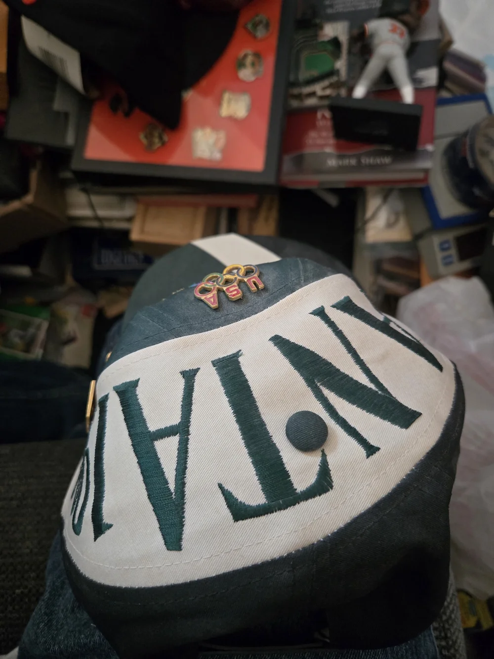 Atlanta 1996 Olympic Green & White Baseball Cap With Pins